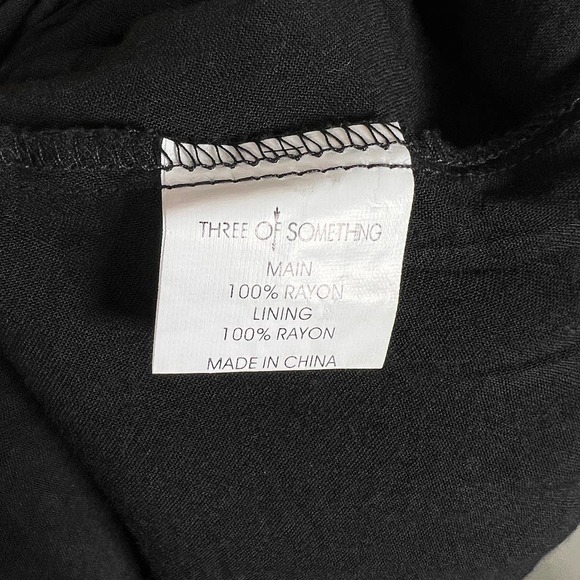 Three of Something Boho Spaghetti Halter Mini Dress 6 Black Racerback Hi-Lo - Picture 9 of 9